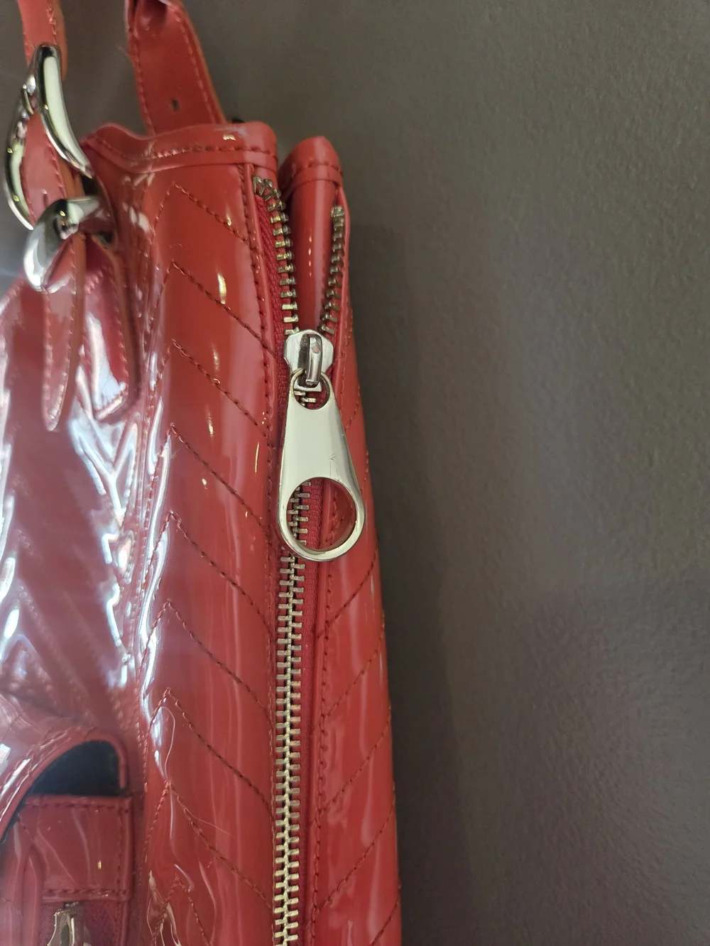 Ted Baker Orange Patent Chevron Tote Bag